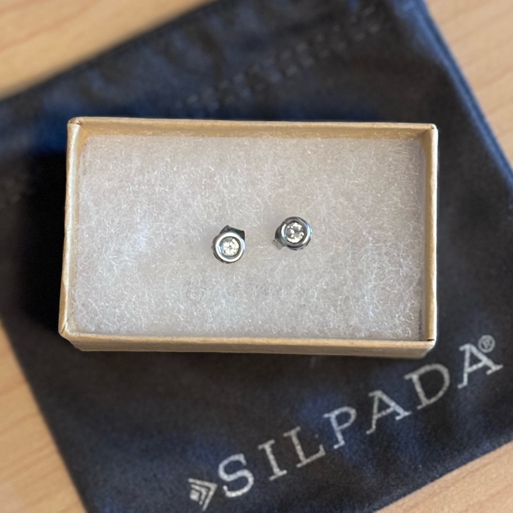 Silpada Designs Sterling Silver Earrings with CZ on posts